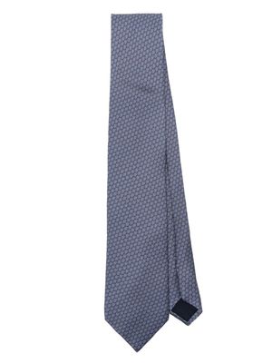 Corneliani graphic-print silk tie - Blue