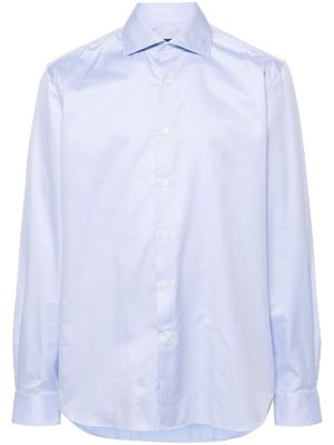 Corneliani herringbone-jacquard cotton shirt - Blue