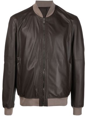 Corneliani leather bomber jacket - Brown