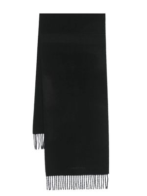 Corneliani logo-embroidered cashmere scarf - Black