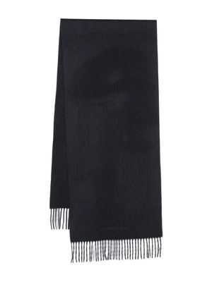 Corneliani logo-embroidered cashmere scarf - Blue