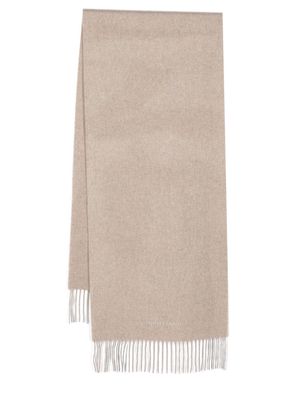 Corneliani logo-embroidered cashmere scarf - Neutrals