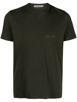 Corneliani logo-embroidered cotton T-shirt - Green