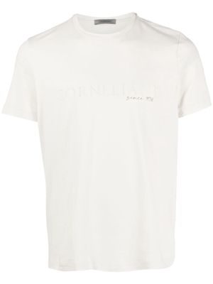 Corneliani logo-embroidered crew-neck T-shirt - Neutrals