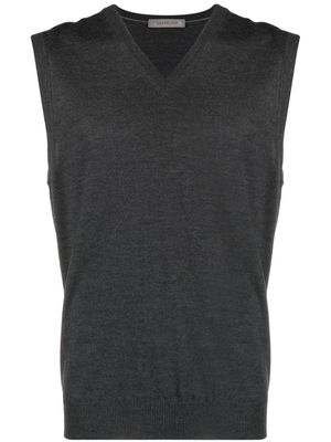 Corneliani logo-embroidered fine-knit vest - Grey