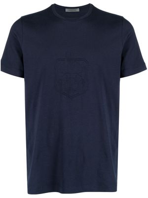 Corneliani logo-embroidered stretch-cotton T-shirt - Blue