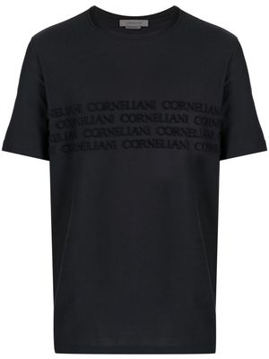 Corneliani logo-lettering cotton T-shirt - Blue