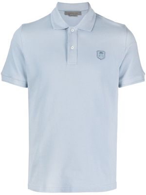 Corneliani logo-patch polo shirt - Blue