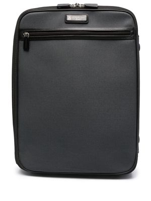 Corneliani logo-plaque leather travel suitcase - Grey