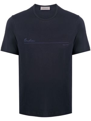 Corneliani logo print jersey T-shirt - Blue