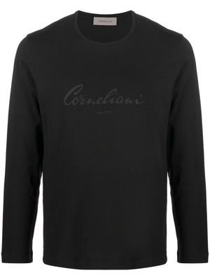 Corneliani logo-print long-sleeve T-shirt - Black