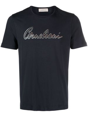 Corneliani logo-print stretch-cotton T-shirt - Blue