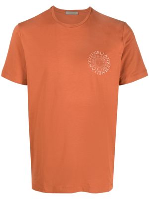 Corneliani logo-print stretch-cotton T-shirt - Orange