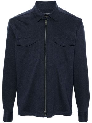 Corneliani mélange zip-up shirt jacket - Blue