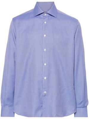 Corneliani mini-check cotton shirt - Blue