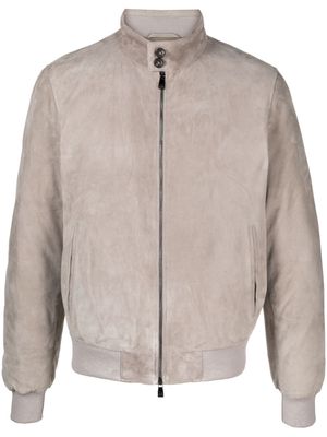 Corneliani padded suede leather jacket - Neutrals