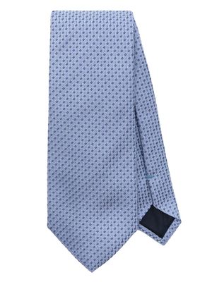 Corneliani pattern-jacquard silk tie - Blue