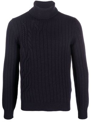 CORNELIANI roll-neck cable-knit jumper - Blue