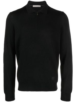 Corneliani short-zip virgin wool jumper - Black