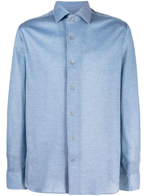 Corneliani spread-collar cotton shirt - Blue