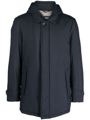 Corneliani spread-collar padded hooded jacket - Blue