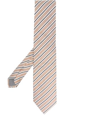 Corneliani stripe-print silk tie - Neutrals