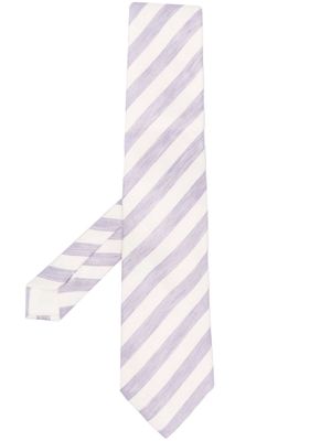 Corneliani striped-print silk tie - White