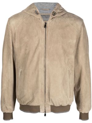 Corneliani suede hooded jacket - Neutrals