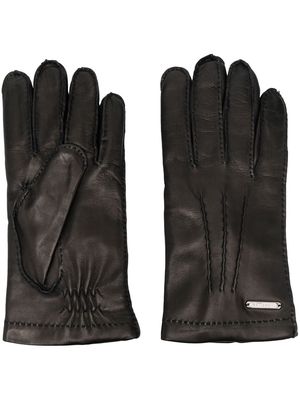 Corneliani tonal-stitch leather gloves - Black