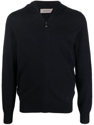 Corneliani zip fastening cashmere-cotton hoodie - Blue
