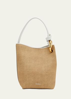 Corner Jute-Print Bucket Bag