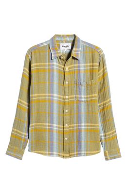 Corridor Acid Plaid Cotton Button-Up Shirt in Yellow