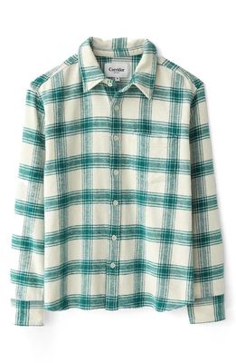 Corridor Jewel Plaid Cotton Flannel Button-Up Shirt in Natural
