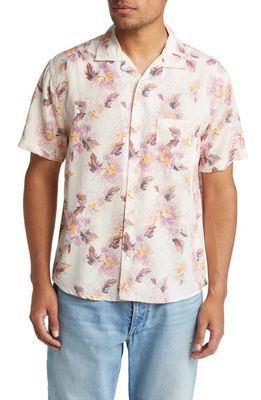 Corridor Novella Floral Short Sleeve Button-Up Shirt in Natural