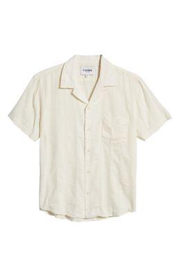 Corridor Striped Seersucker Short Sleeve Button-Up Camp Shirt in White