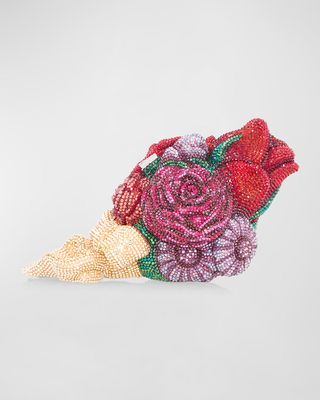 Corsage Roses Clutch Bag with Chain Strap