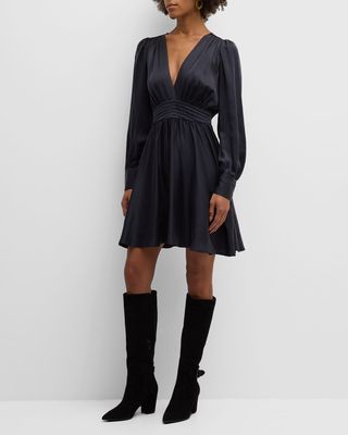 Cosima Deep V-Neck Silk Mini Dress