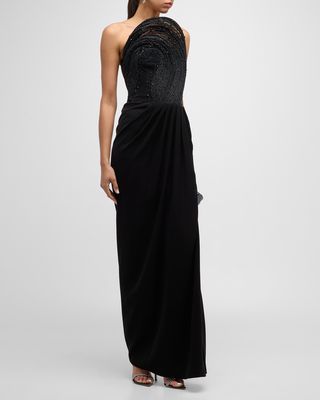 Cosmic Embellished Sculpted Strapless Gown