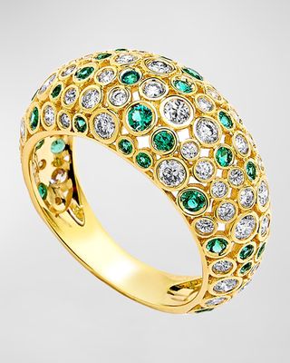 Cosmic Emerald And Diamond Dome Ring, Size 7