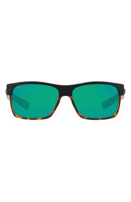 Costa Del Mar 60mm Polarized Rectangular Sunglasses in Black Flow
