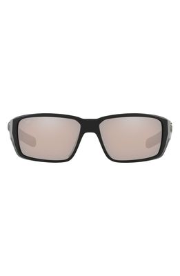 Costa Del Mar 60mm Polarized Rectangular Sunglasses in Black Silver