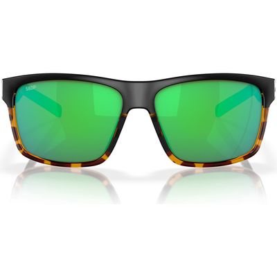 Costa Del Mar 60mm Polarized Rectangular Sunglasses in Matte Black/Green Mirror 