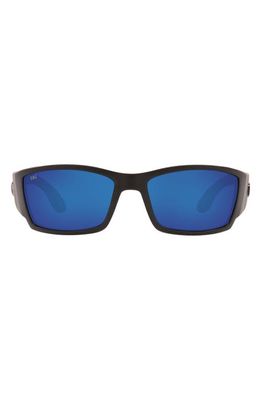 Costa Del Mar 61mm Polarized Wraparound Sunglasses in Black Blue
