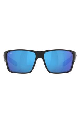 Costa Del Mar 63mm Mirrored Polarized Oversize Square Sunglasses in Matte Black