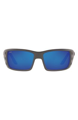 Costa Del Mar 63mm Oversize Polarized Rectangular Sunglasses in Grey Flash