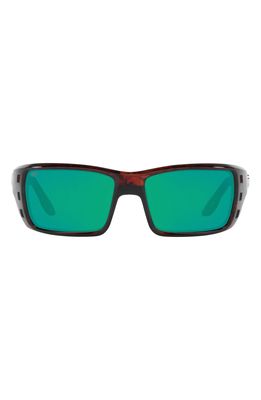 Costa Del Mar 63mm Oversize Polarized Rectangular Sunglasses in Tortoise/Green Mirror