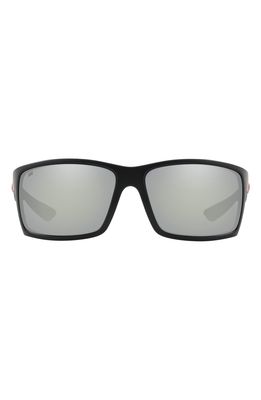 Costa Del Mar 64mm Mirrored Polarized Rectangular Sunglasses in Pol Black