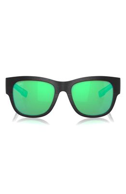 Costa Del Mar Caleta 55mm Mirrored Polarized Square Sunglasses in Black/Green Mirror