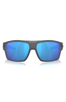 Costa Del Mar Diego 62mm Mirrored Polarized Oversize Rectangular Sunglasses in Matte Gray
