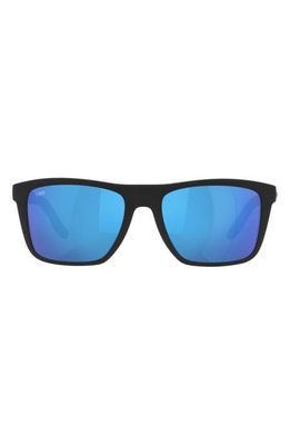 Costa Del Mar Mainsail 55mm Mirrored Polarized Rectangular Sunglasses in Matte Black